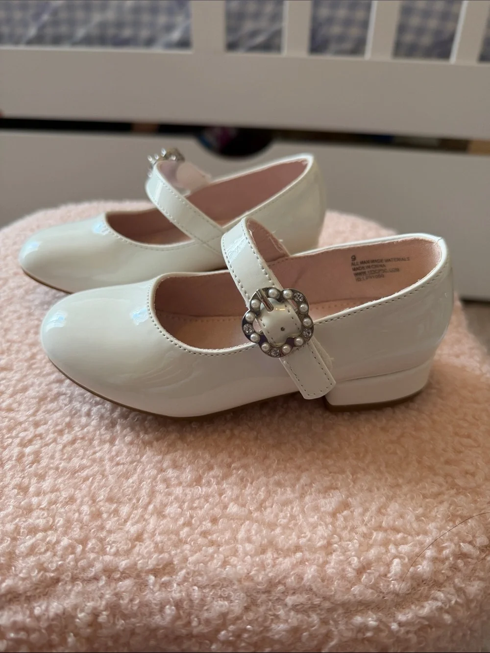 cupcakes & cashmere Cream Patent Mary Jane Shoes with Pearl Buckle